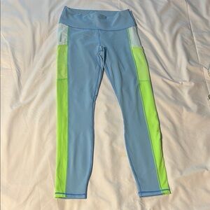 Fabletics Blue and Neon Green Leggings
